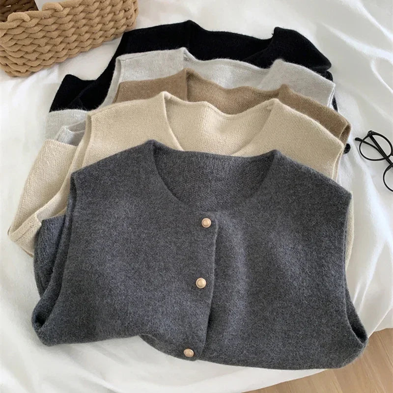 2025 Women’s Preppy Knitted Sweater Vest | Chic Vintage Elegant Waistcoat for Autumn & Winter