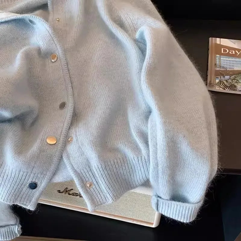 Soft Cozy Women's Knitted Open Cardigan Sweater | Single Button Turn-Down Collar | Korean Style Autumn Winter Outerwear