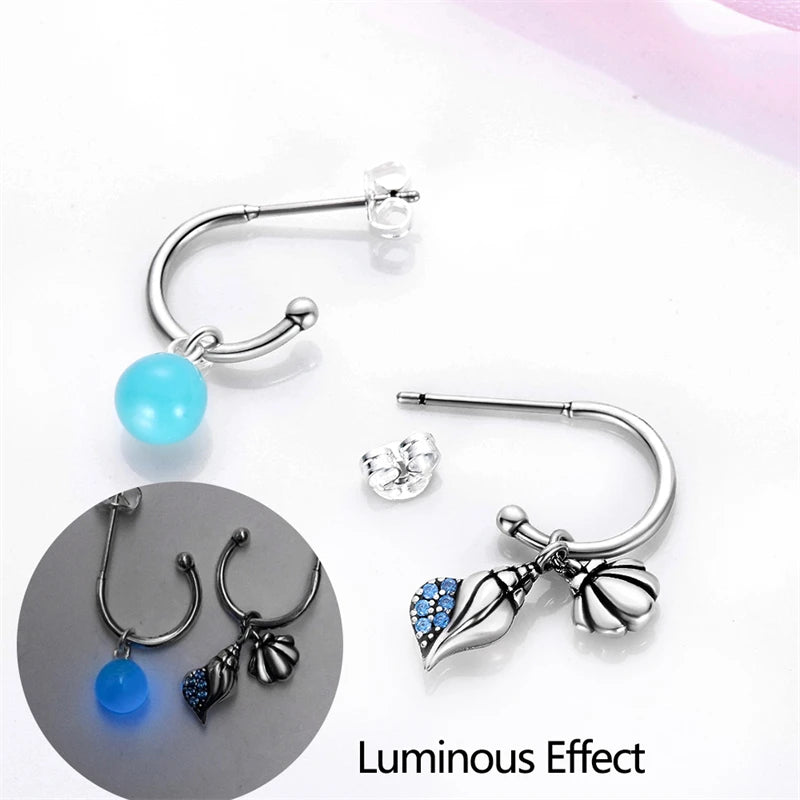 925 Sterling Silver Glowing Starfish & Shell Earrings | Fashion Jewelry for Women
