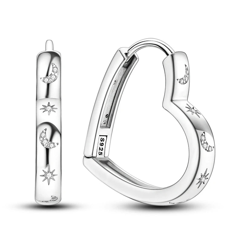 925 Sterling Silver Creative Hoop Earrings | Dangler Charms with Pave CZ for Women