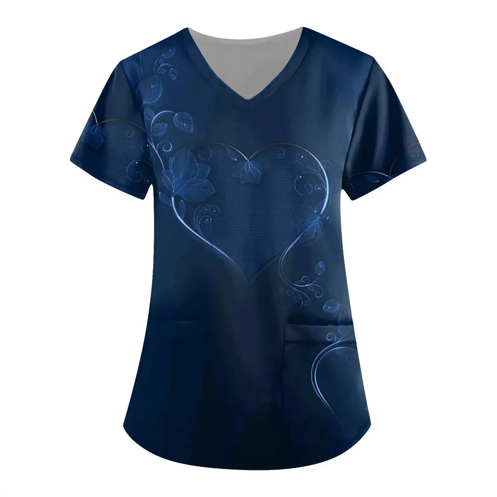 Women’s Nursing Scrubs ✨ Starlight 3D Print V-Neck Medical Uniform 💙