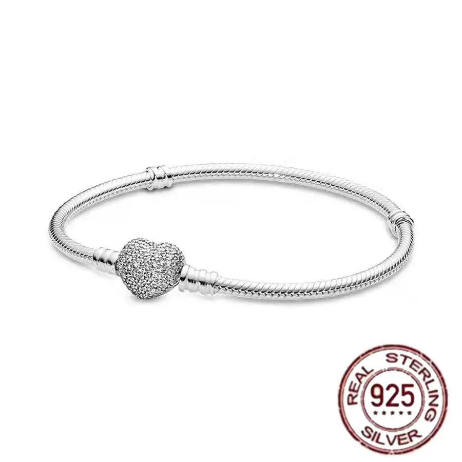 S925 Sterling Silver Crown Mickey Snake Bone Bracelet | Women’s DIY Gift