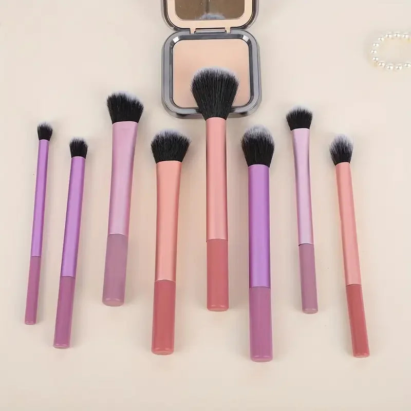 8pcs Makeup Brush Kit – Soft Synthetic Hair Foundation Blush Eyeshadow Cosmetic Makeup Tools