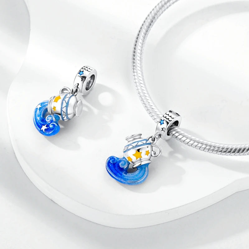 Original 925 Sterling Silver 12 Constellation Luminous Charm | Fits Pandora 3mm Bracelet DIY Jewelry Gift for Women