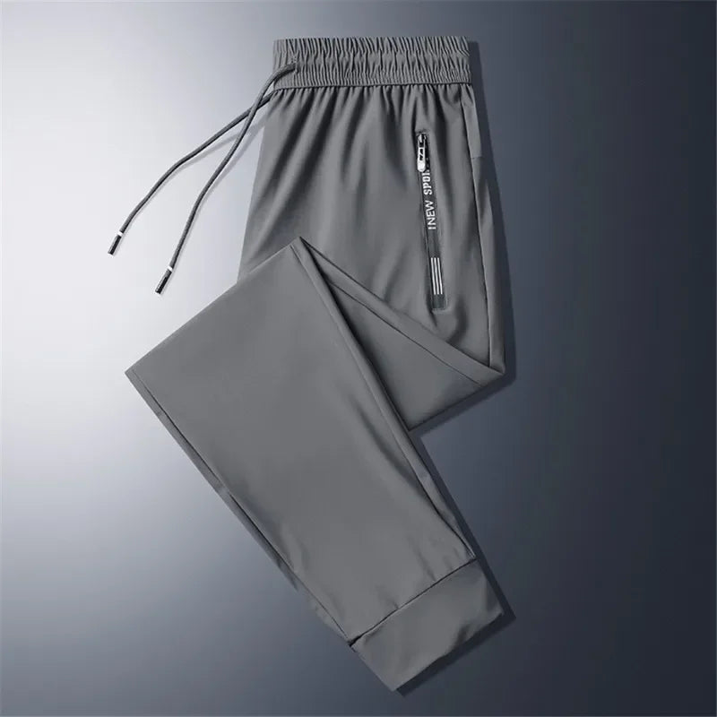 2024 Men’s Plus Size Summer Cool Pants | 7XL–8XL Stretch Sweatpants | Casual Lightweight Trousers in Black & Grey