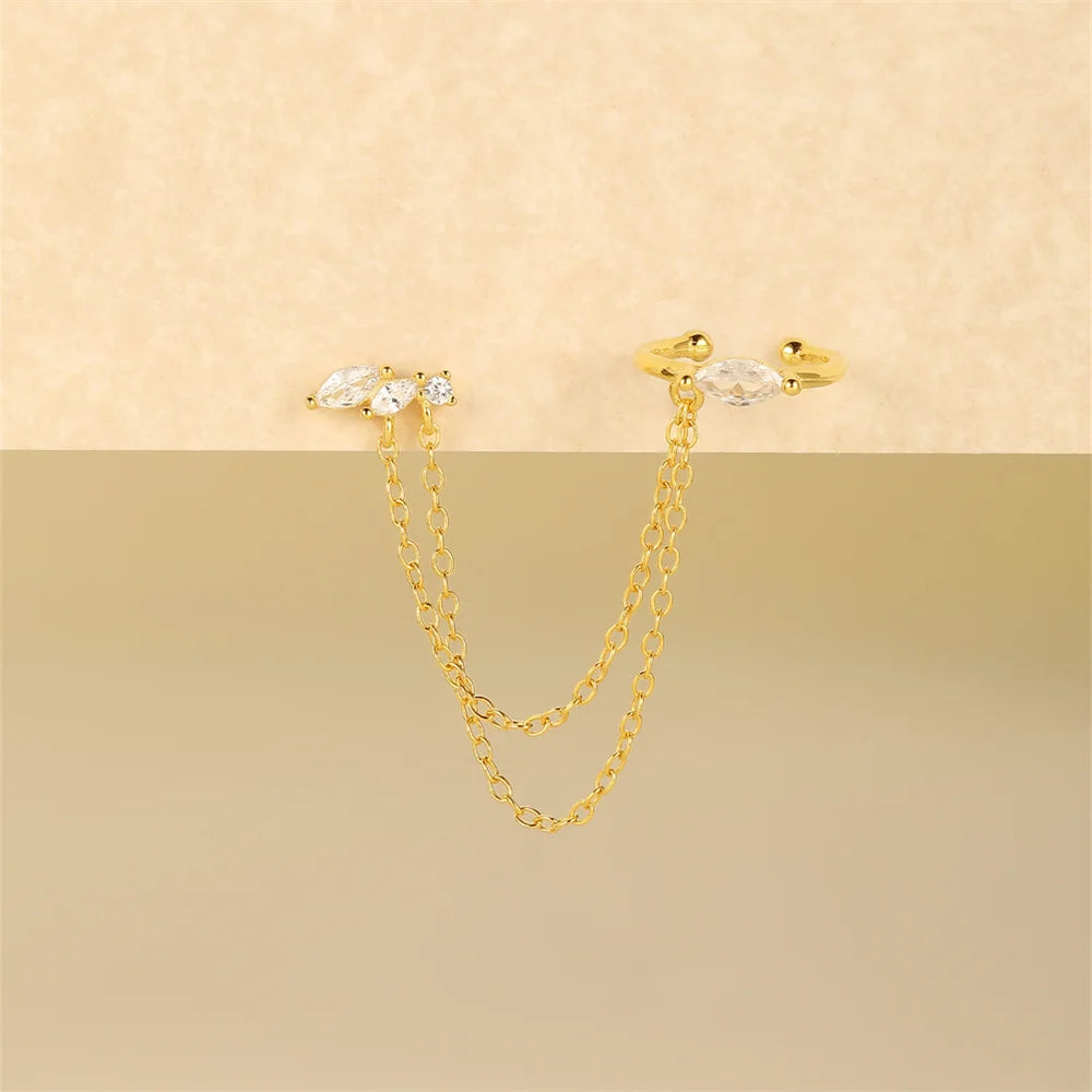 CANNER 925 Sterling Silver Horse Eye Tassel Zircon Drop Earrings – Minimalist Geometric Jewelry for Women