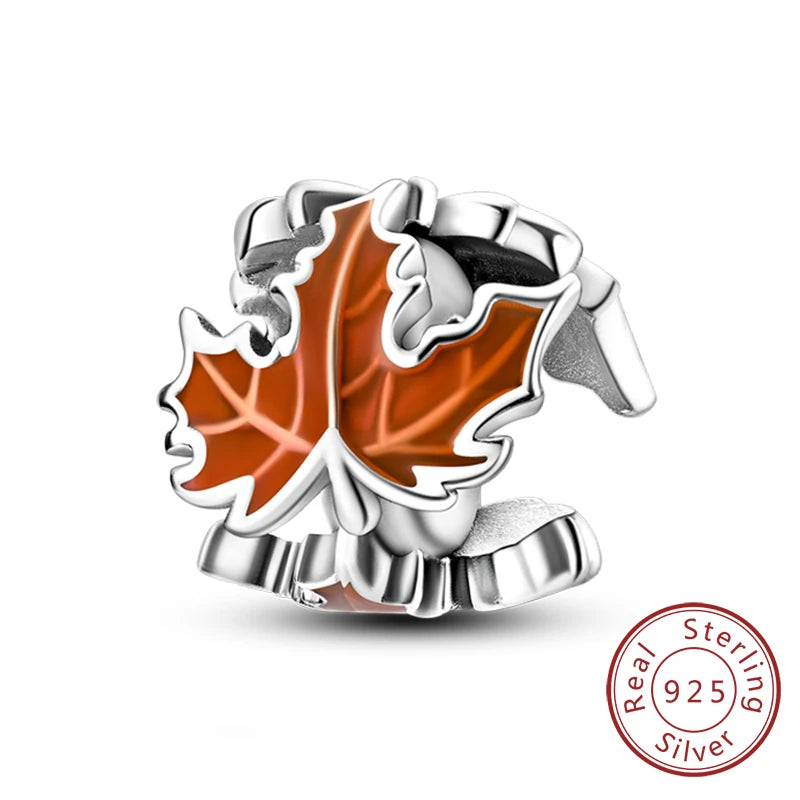 New 925 Sterling Silver Four-Leaf Clover Green Charm Bead | Lucky Pendant for Original Bracelet Jewelry Gift