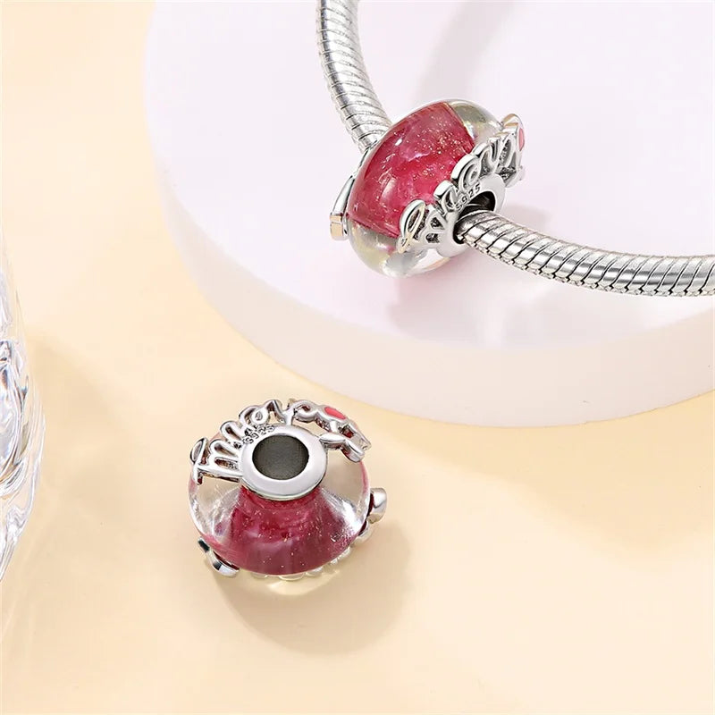 925 Sterling Silver Round Colored Zircon Spacer Beads – Fits Pandora Original Bracelets DIY Exquisite Party Jewelry