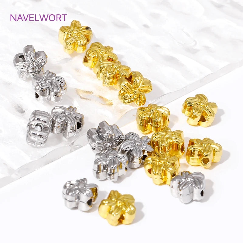 18K Gold Plated Flower Spacer Beads – Brass Bead Separators for Jewelry Making & DIY Crafts