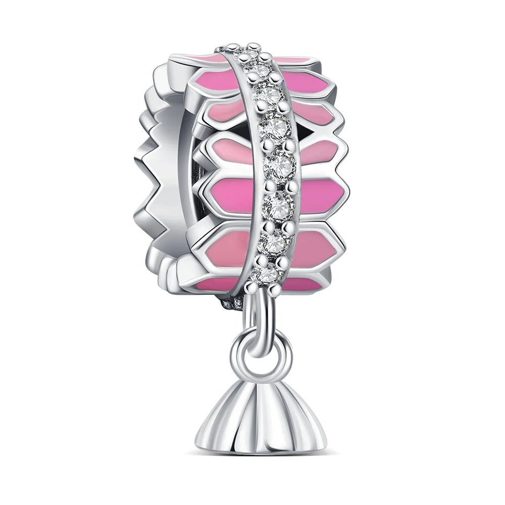 925 Sterling Silver Lotus Charm Bead | Fit Pandora Bracelet DIY Women’s Fashion Jewelry