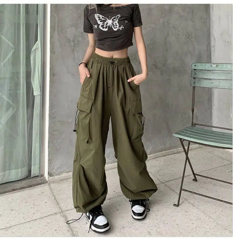 American Retro Workwear Casual Pants – Women’s Summer Straight Loose Wide Leg Trousers
