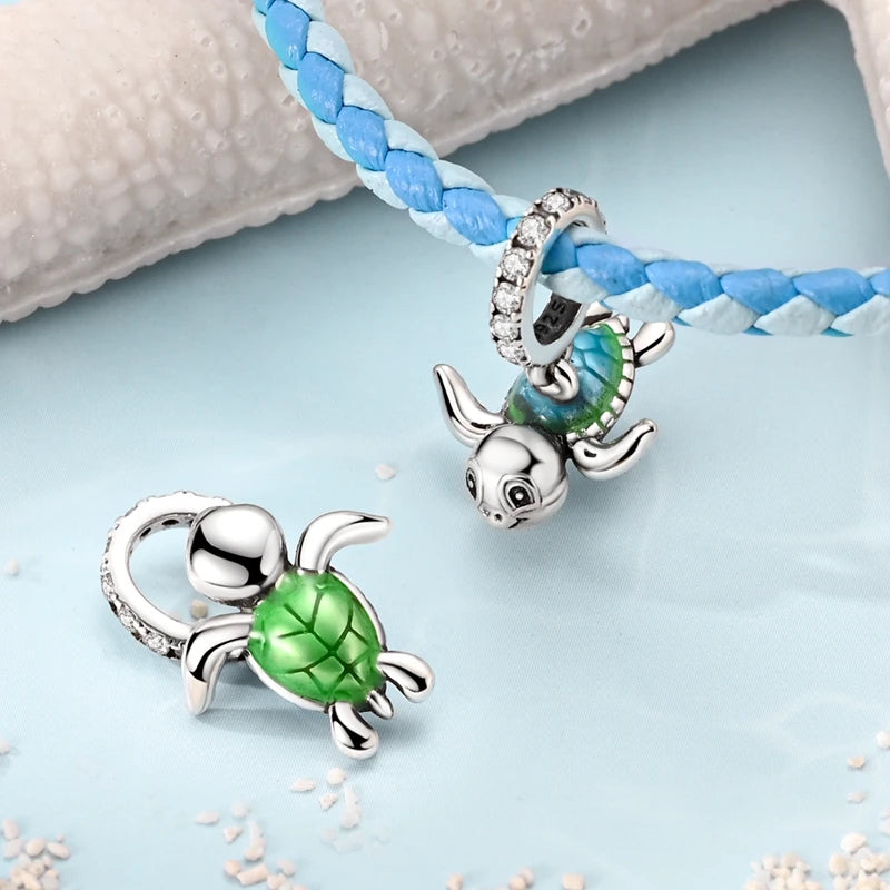 New Summer Ocean Silver Plated Sea Turtle & Starfish Shell Charm | DIY Bracelet Jewelry for Women