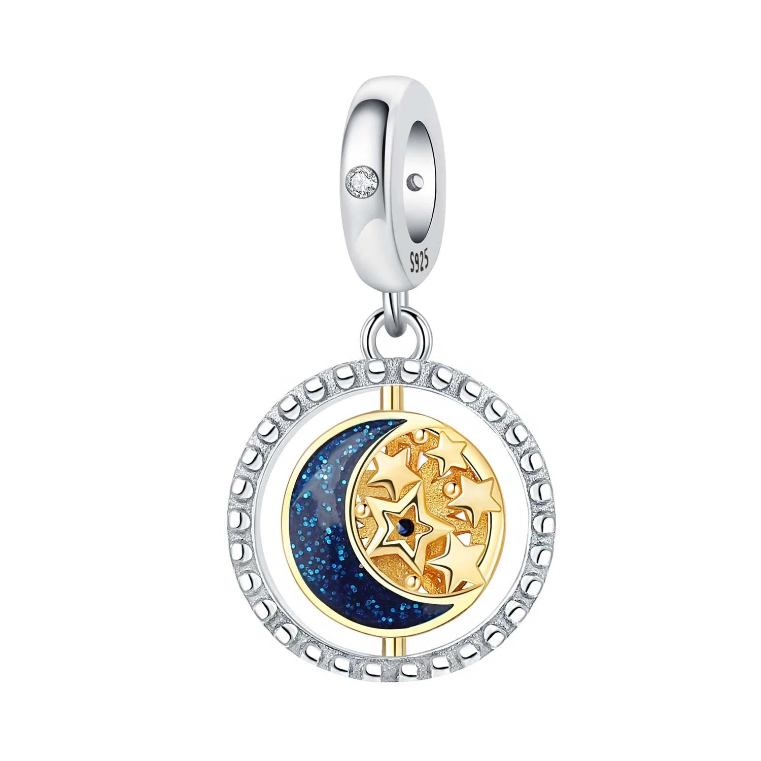 925 Sterling Silver Blue Star Compass Charm Pendant | Fit Bracelet DIY Jewelry Gift for Women