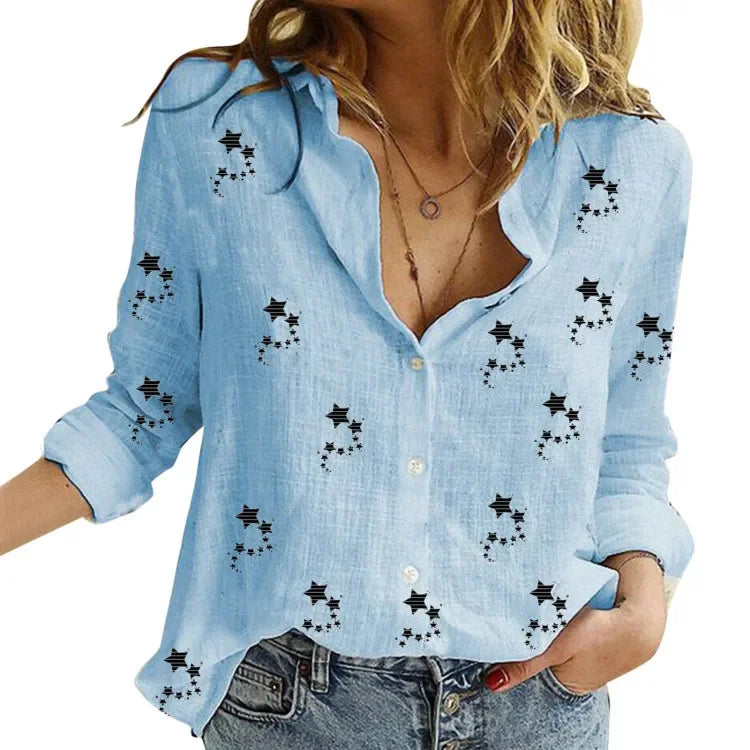 Vintage Cotton Linen Blouse – Long Sleeve Casual Shirt for Women Spring Autumn Top 🌿✨