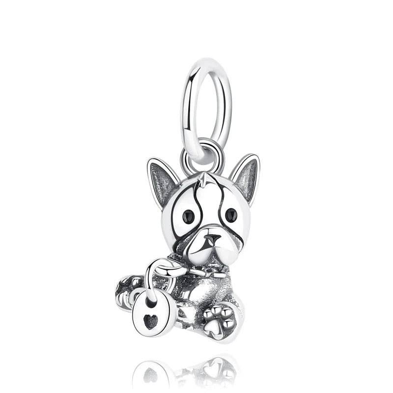 925 Sterling Silver Love Pets Dog Cat Paw Print Charm Beads for Women