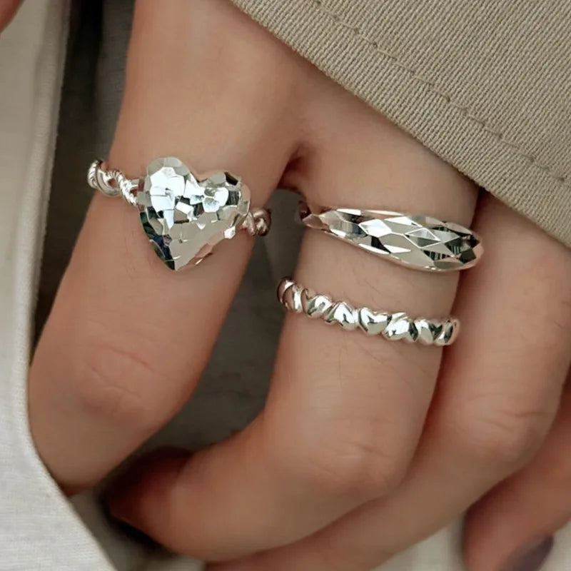 VENTFILLE 925 Sterling Silver Love Heart Ring – Double Layer Irregular Minimalist Women’s Jewelry Gift