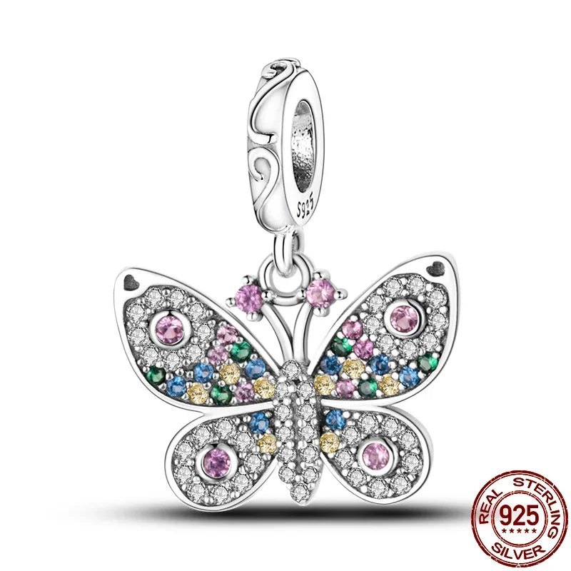 Fashion 925 Sterling Silver Colorful Butterfly Dragonfly Hummingbird Charms – Spring Series Beads Fit 925 DIY Bracelet