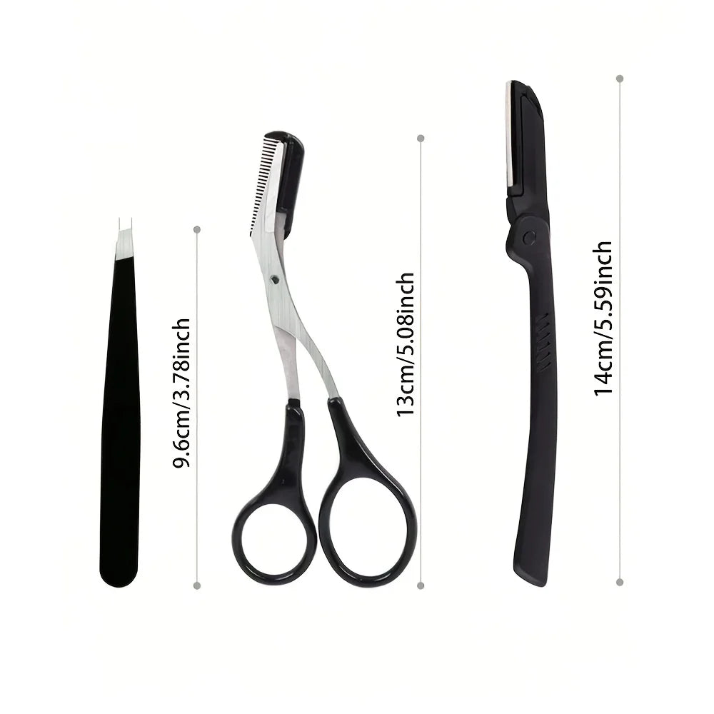 4pcs Women’s Facial Hair Removal Kit | Stainless Steel Eyebrow Shaping & Beauty Tool Set
