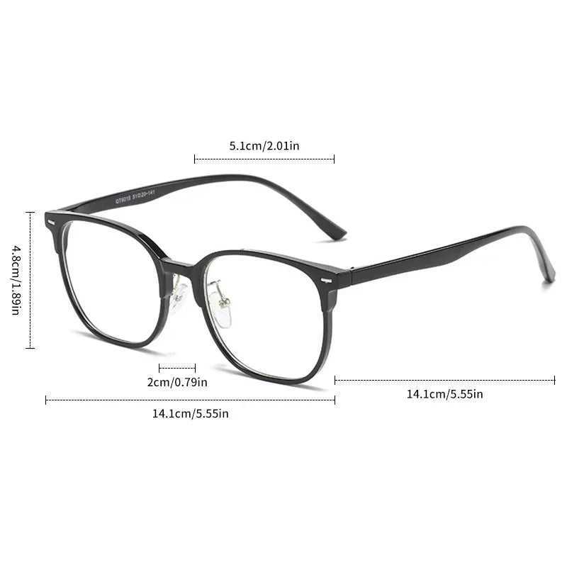 0 to -600 Myopia Large Frame Glasses – Ultra-Light Anti Blue Light Finished Flat Glasses