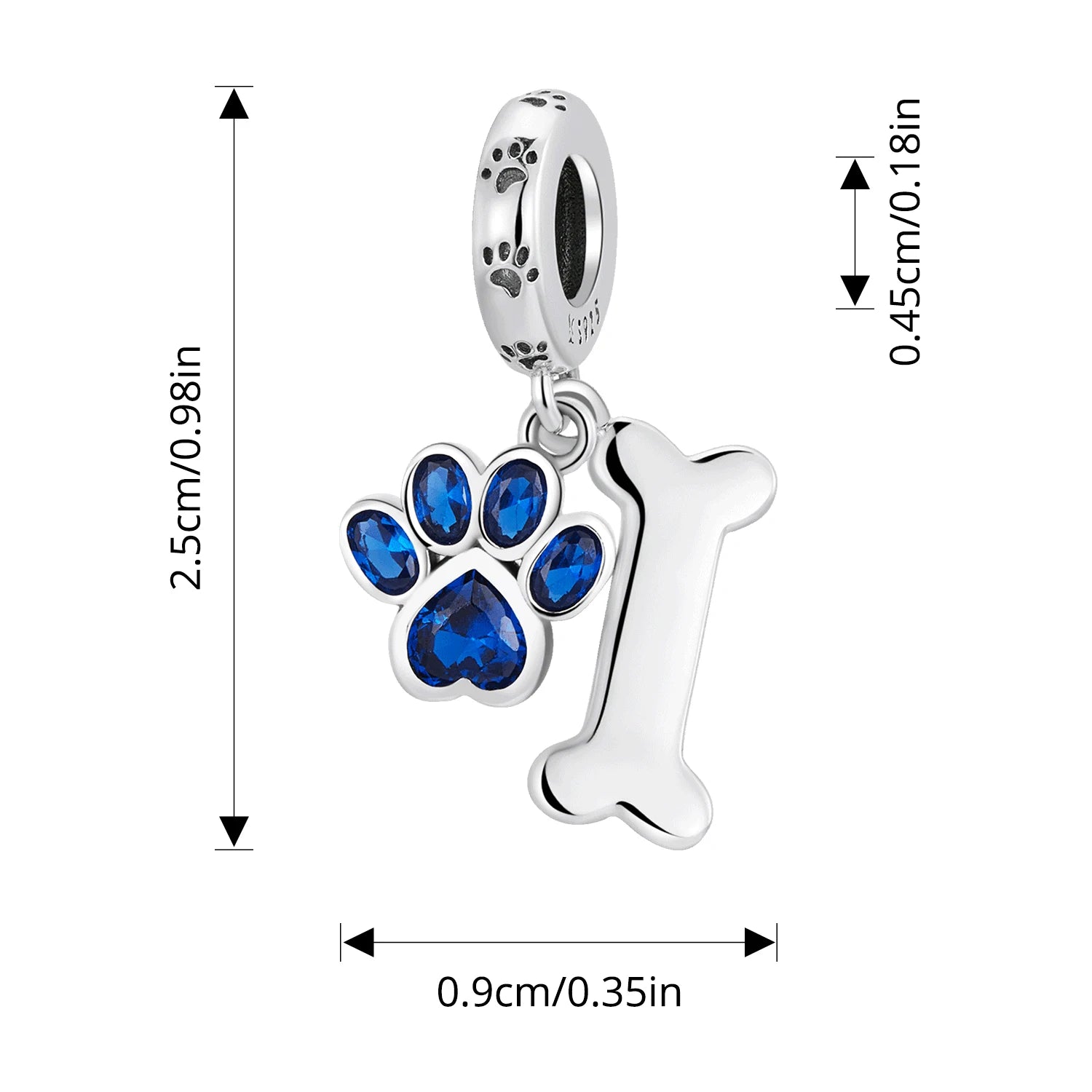 WOSTU 925 Sterling Silver Pet Dog Charm Pomeranian Yorkshire Terrier Pendant for Women Bracelet