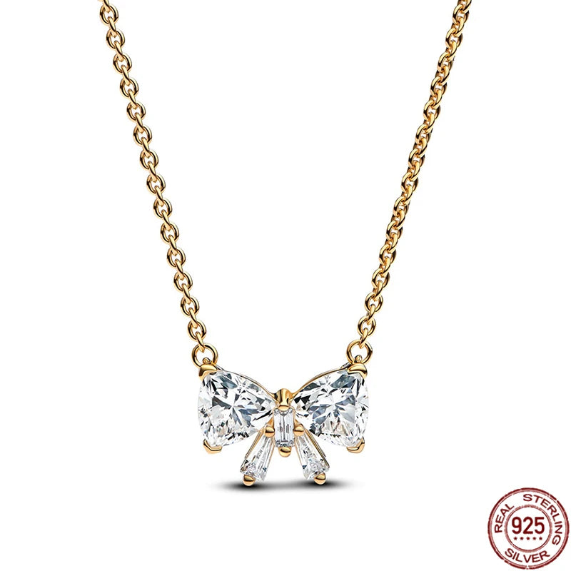 925 Silver Heart Pendant 💖 Dazzling Round Necklace Fits Pandora Gift