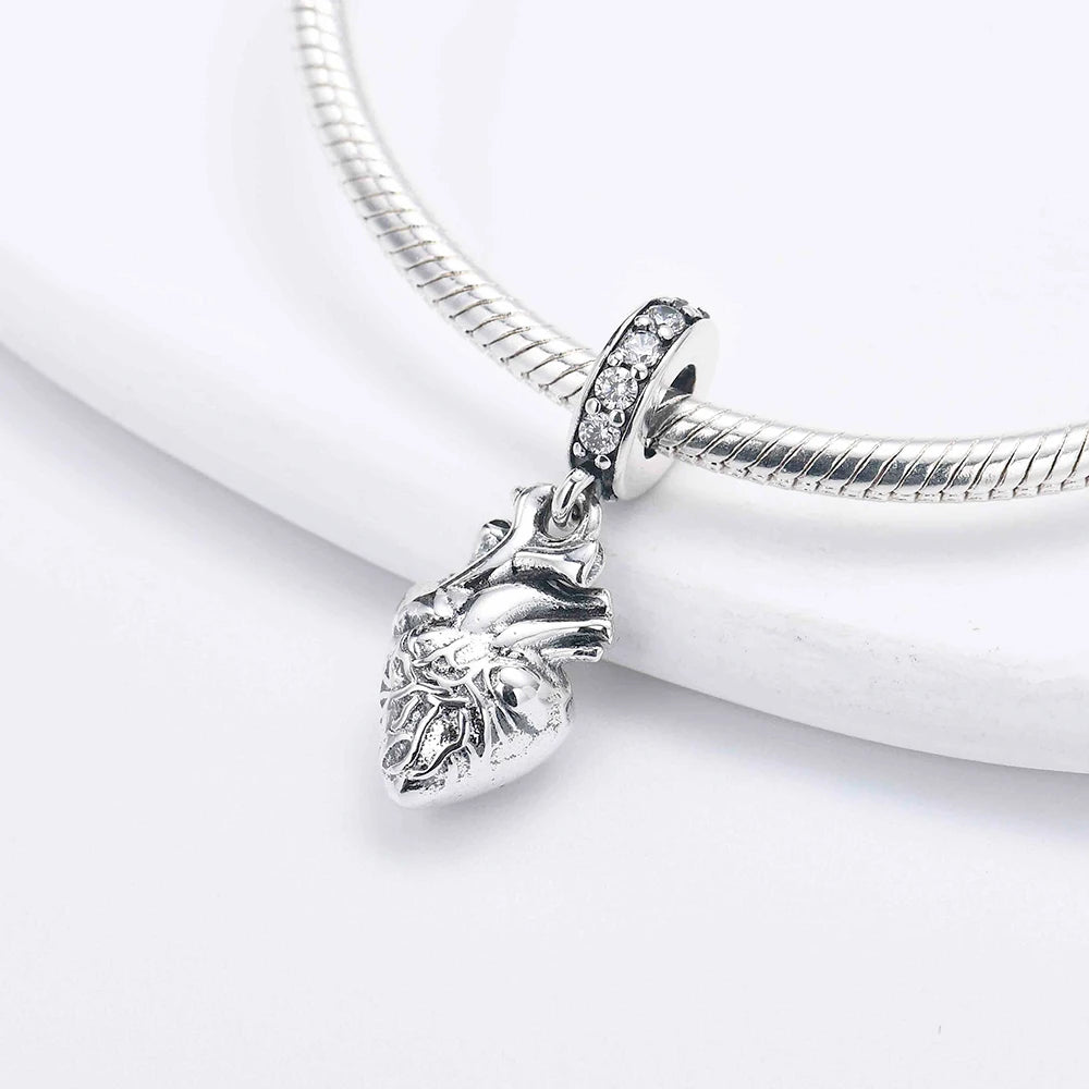 925 Sterling Silver Wine Pot, Cross, Heart & Organ Charms – Fit Pandora Bracelet, DIY Women’s Religious Jewelry