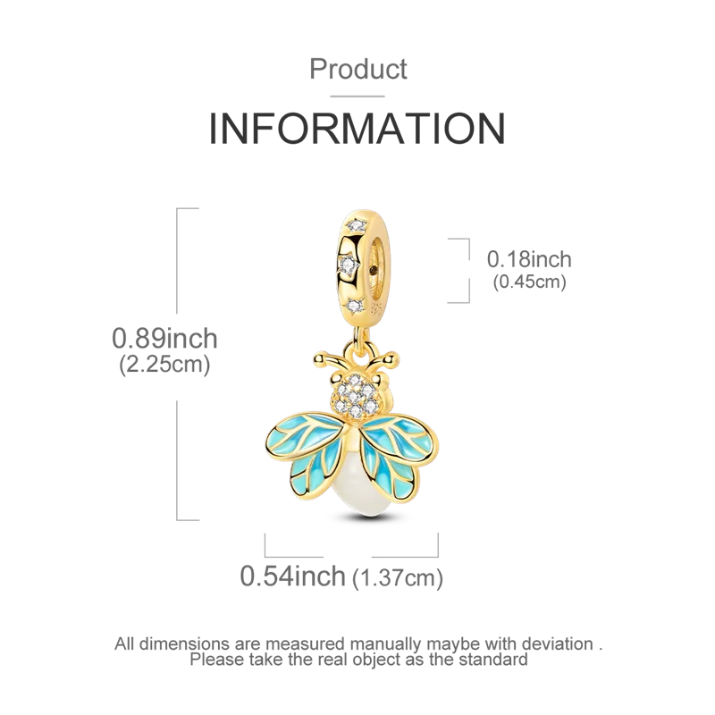 Original 925 Sterling Silver Glowing Firefly Charm Beads – DIY Bracelet Pendant for Women