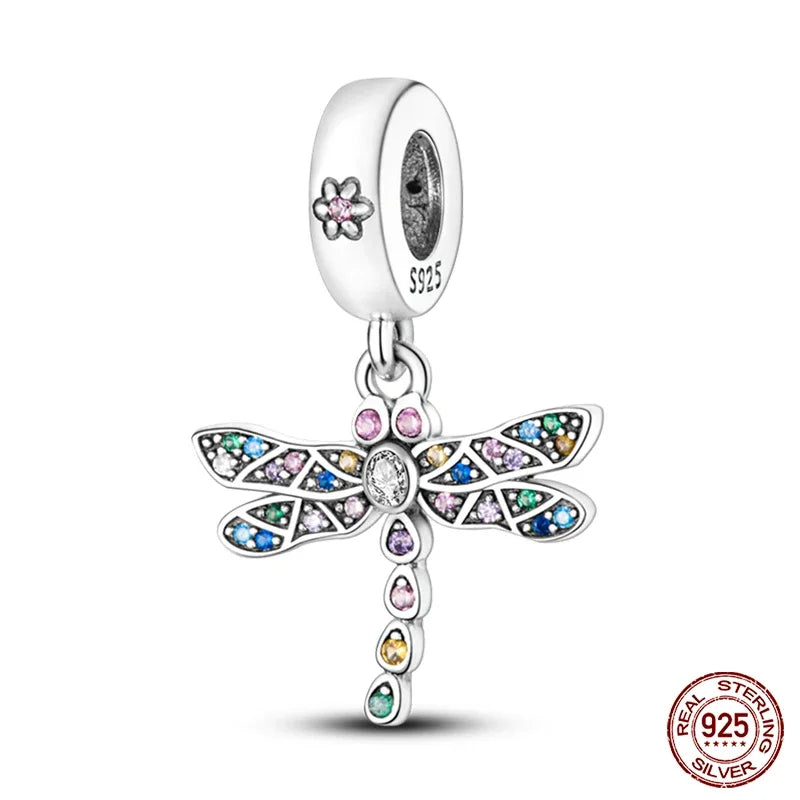 Fashion 925 Sterling Silver Colorful Butterfly Dragonfly Hummingbird Charms – Spring Series Beads Fit 925 DIY Bracelet