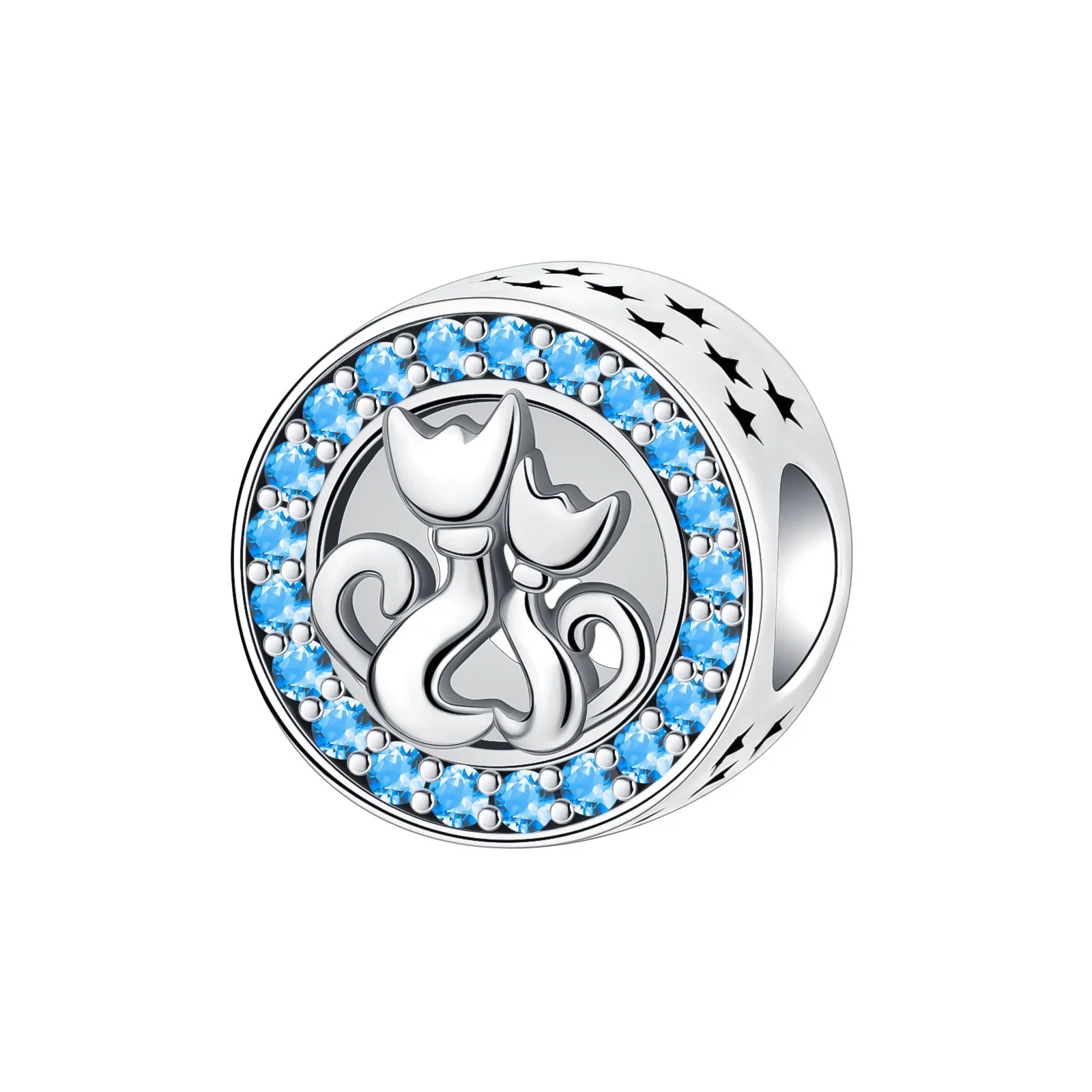 925 Sterling Silver Blue Moon Plane Space Series Glass Beads Clip Charm for Bracelet