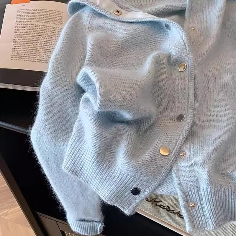 Soft Cozy Women's Knitted Open Cardigan Sweater | Single Button Turn-Down Collar | Korean Style Autumn Winter Outerwear