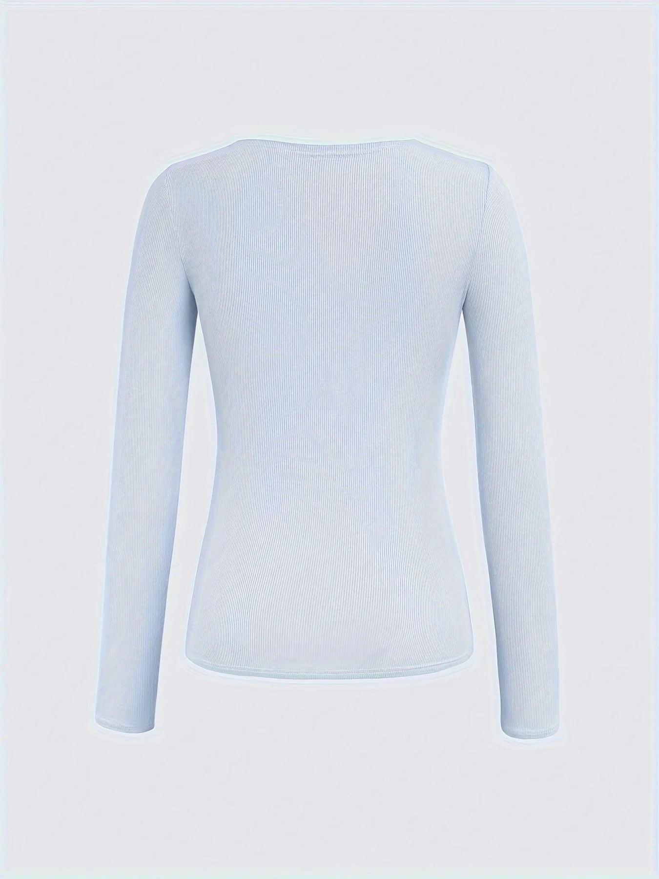 Plus Size Ribbed Henley Top 🌸 Long Sleeve Slim Fit Casual Blouse ✨