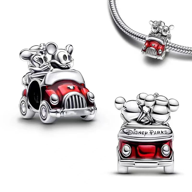 925 Silver Disney Christmas Charm Trio – Mickey Wreath & Minnie Ice Skating Bead for S925 Bracelet