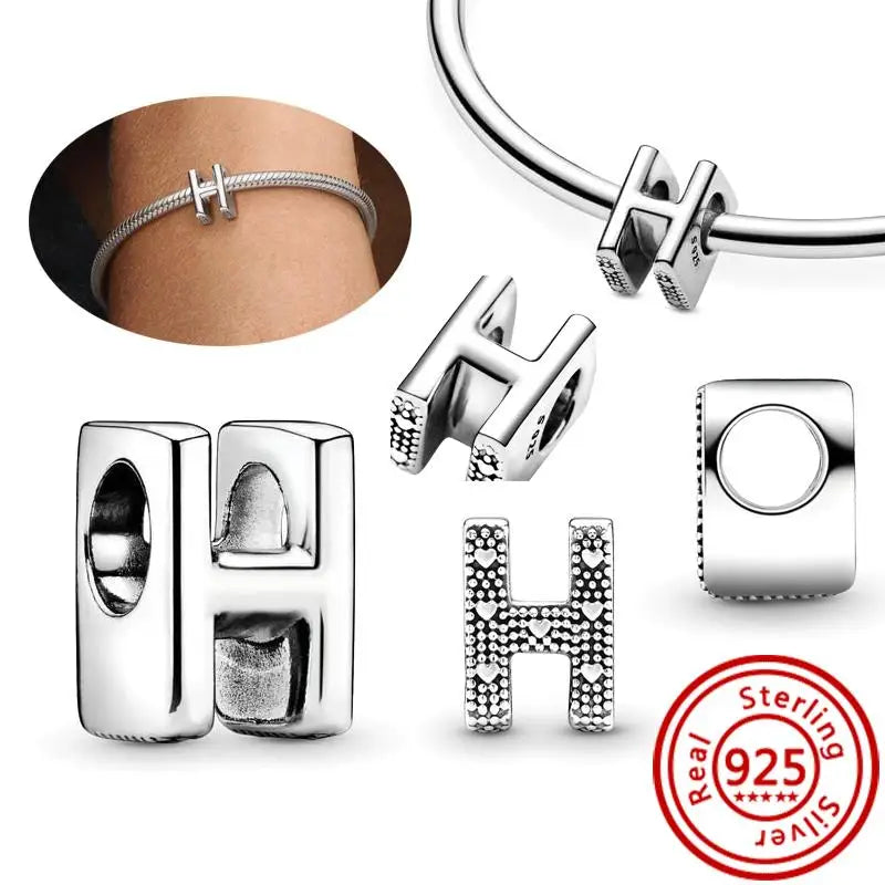 925 Sterling Silver A–Z Alphabet Letter Charms | Gold & Silver Beads for Women DIY Bracelet Jewelry