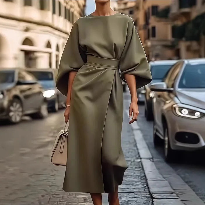 Elegant Long Sleeve Black Maxi Dress for Women | 2025 Loose O-Neck Casual Fashion Long Dress