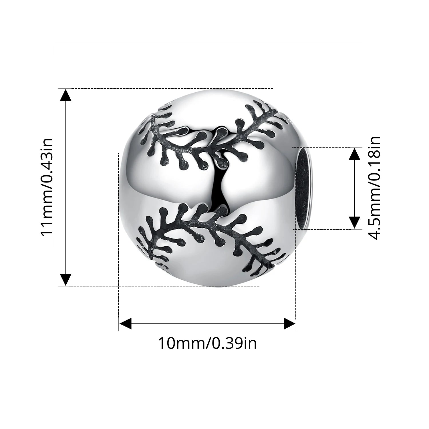 BISAER 925 Sterling Silver Ball Series Charms – Football, Volleyball, Tennis & Basketball Beads Fit Pandora Bracelet DIY Jewelry