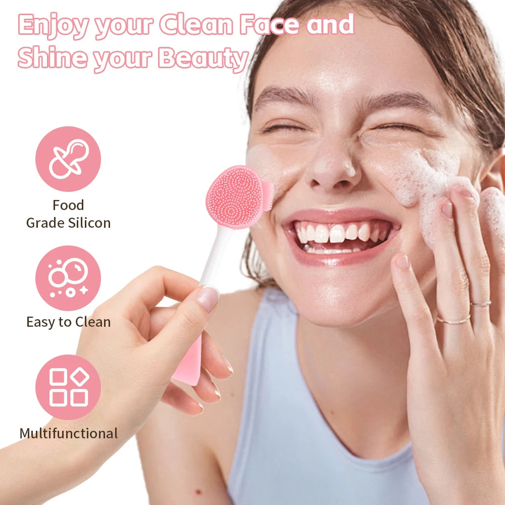 2-in-1 Facial Cleaning Silicone Brush & Mask Applicator – Skincare Spa Wash Tool