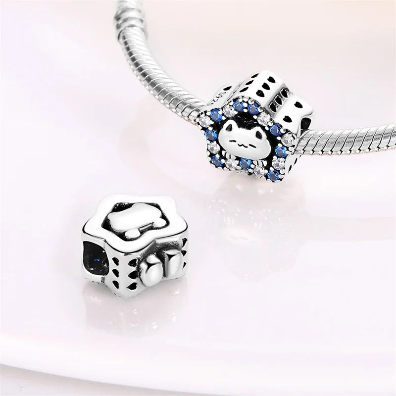 Cute Pet Kitten Puppy Sheep Charms | Fit 925 Original Pandora Bracelets | Colorful Zircon Beads DIY Jewelry Gift