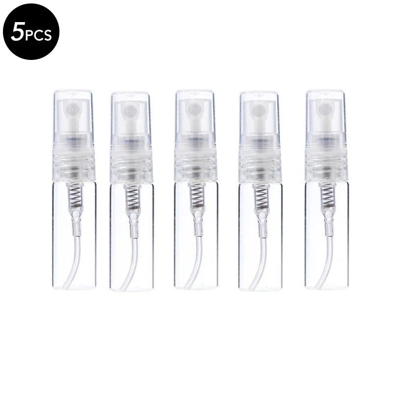 5/10PCS Mini Glass Perfume Bottles – 3ML / 5ML / 10ML Travel Toner & Cosmetic Dispenser | Tea-Colored Graduated Bottles