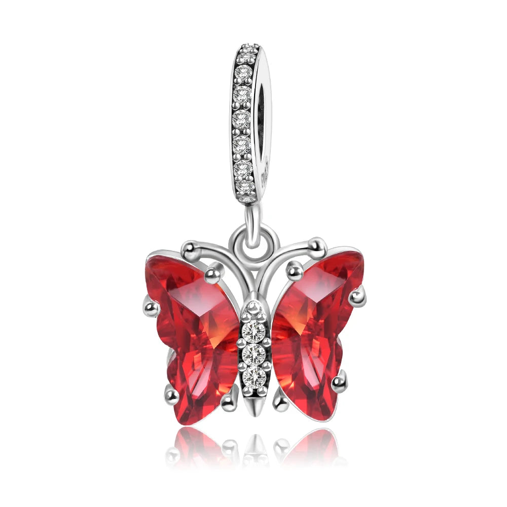 925 Sterling Silver Red Heart Charms | Apple, Rose & Gift Box Beads Fit Original Bracelet Necklace Women Jewelry