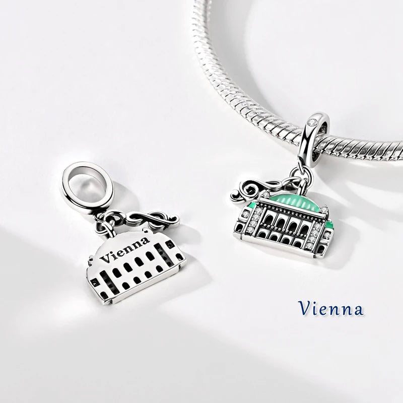 925 Sterling Silver Travel Charms | London Big Ben Eiffel Tower Bead