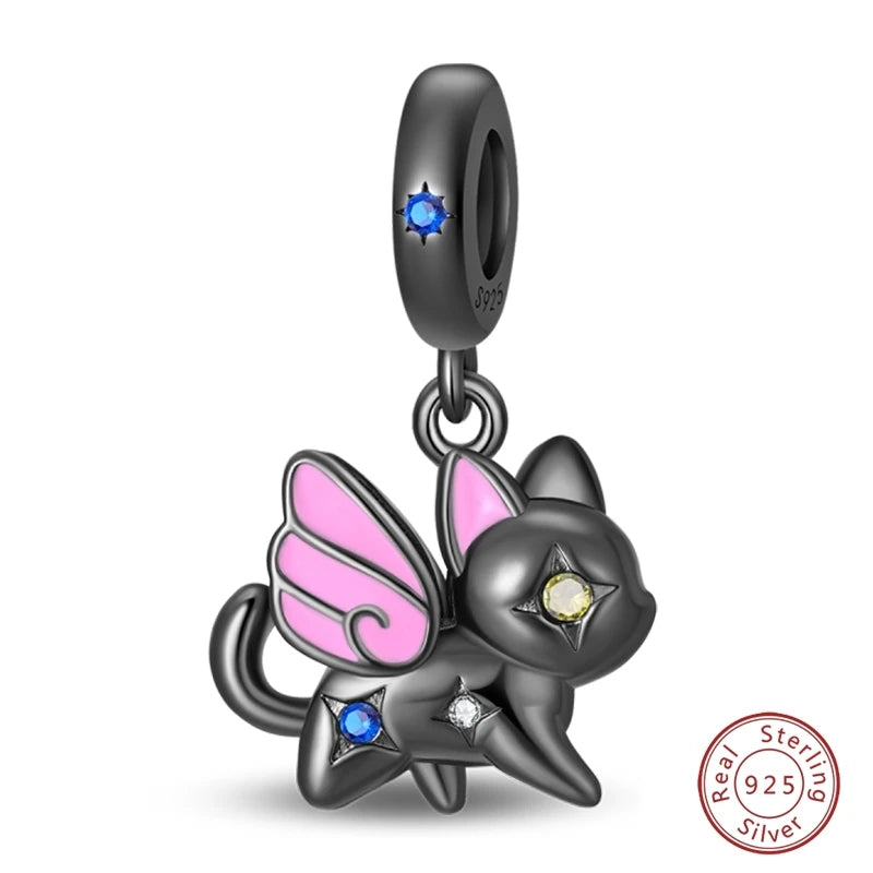 925 Sterling Silver Animal & Love Charms | Cat, Elephant, Bear, Swan & Easter Egg Beads Fit Original 3mm Bracelets DIY Jewelry