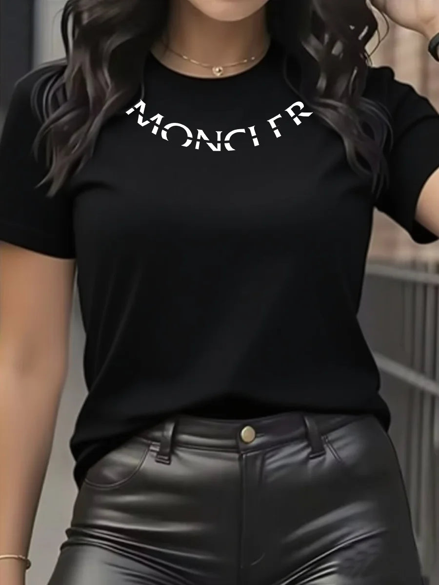 Luxury Brand Women's Graphic T-Shirt | Elegant O-Neck Short Sleeve Casual Fashion Top