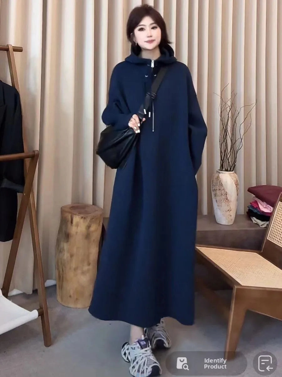 plus Size Materni Dr Sweatirt Dr Autumn Winter Straight Cut Long Dr Women's Lazy Sle 300 Pou Fat MM