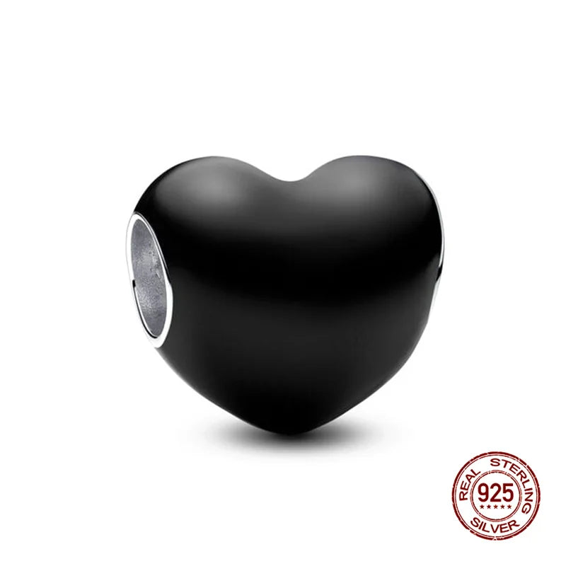 Original 925 Silver Colorful Heart Charm Beads | Fit 3mm Bracelets & Necklaces, Women’s DIY Fine Jewelry Gift