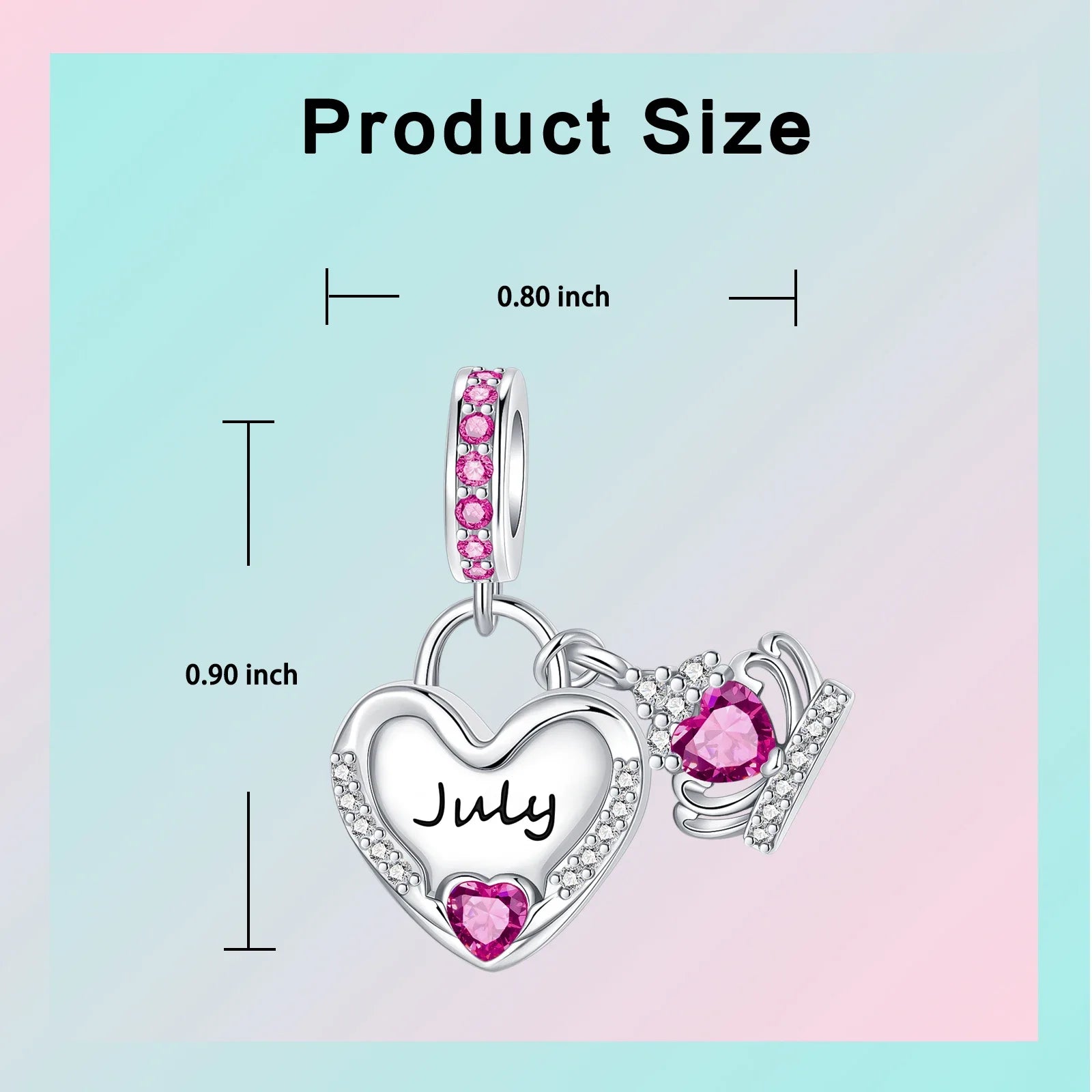 925 Sterling Silver Birthstone Love Pendant Charm | January–December Zircon Bead for Bracelet & Necklace DIY Jewelry Gift