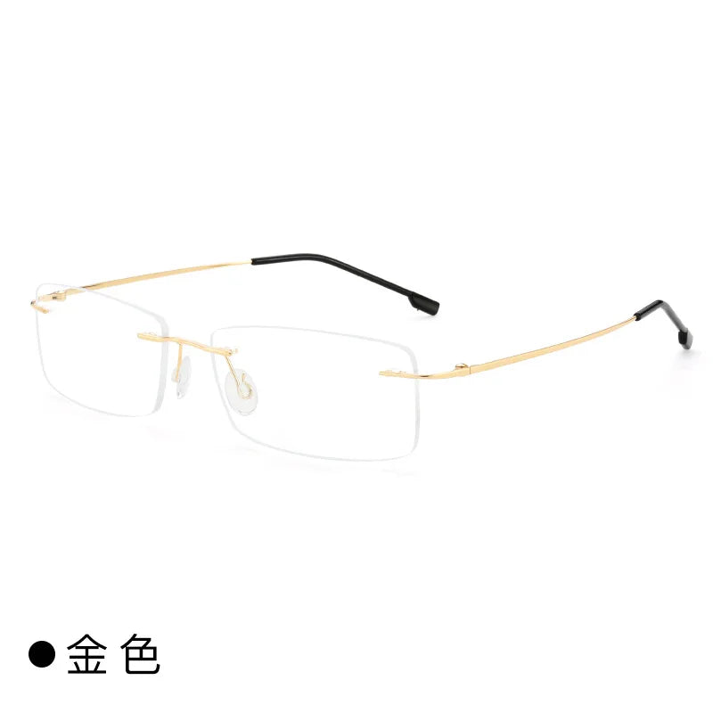 Customized Rimless Titanium Myopia Glasses 👓 Anti-Blue Light Eyewear
