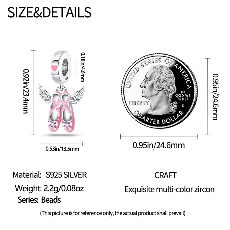 925 Sterling Silver Western Cowboy Boots Charm Bead | Hobby Series Pendant for Bracelet DIY Jewelry Gift