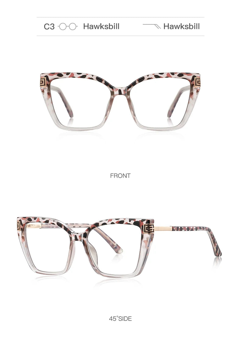 GENEVIEVE Personalized Large Frame Square Anti-Blue Light Reading Glasses – Women’s Photochromic Custom Prescription Eyewear