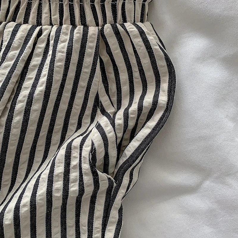 Korean Striped Drapey Casual Pants for Women | High Waist Thin Straight Trousers | Summer Versatile Long Pants