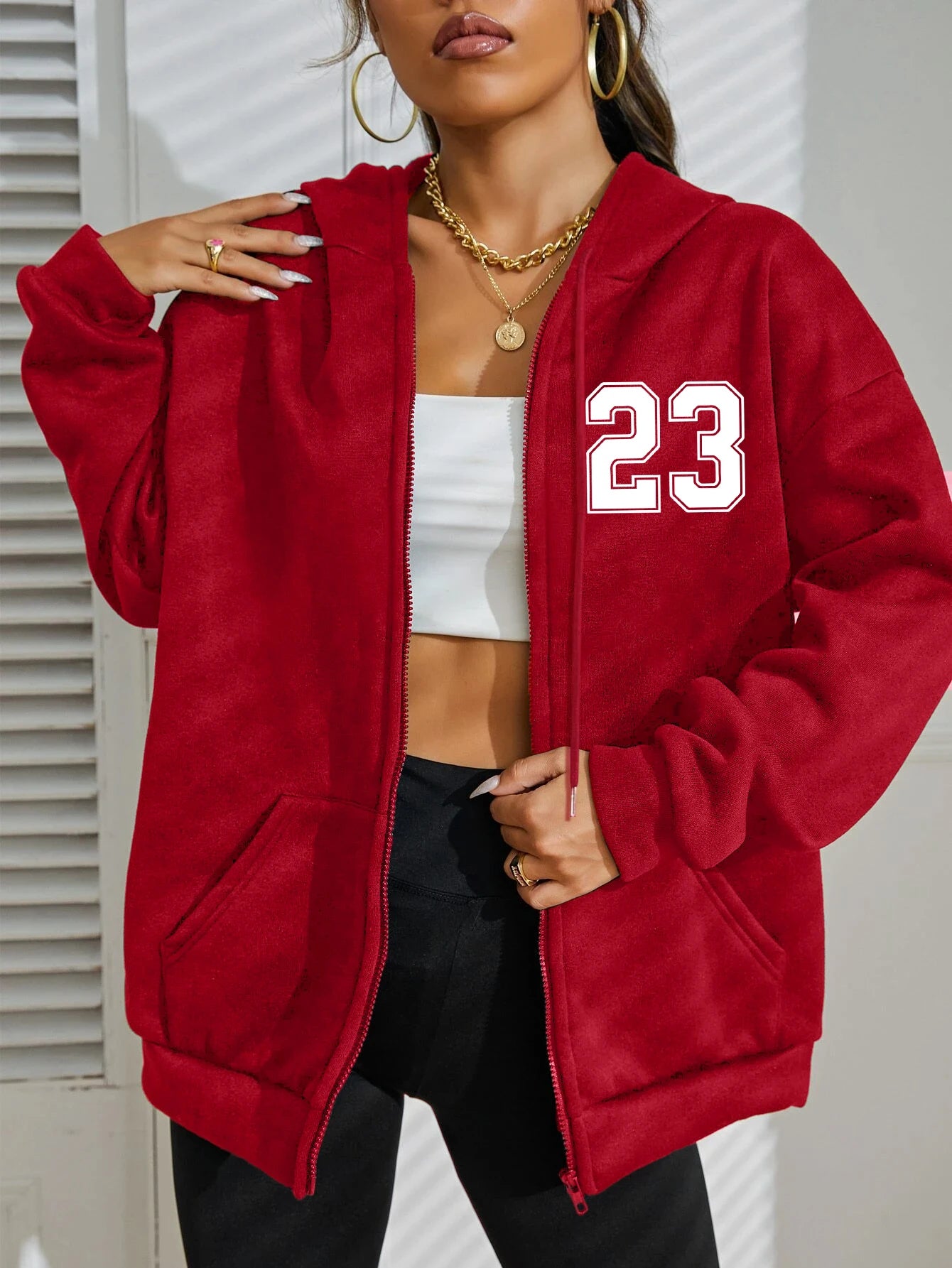 New York Number 23 Women’s Hoodie | Fleece Zipper Sweatshirt | Autumn Casual Sportswear Fashion Hoody